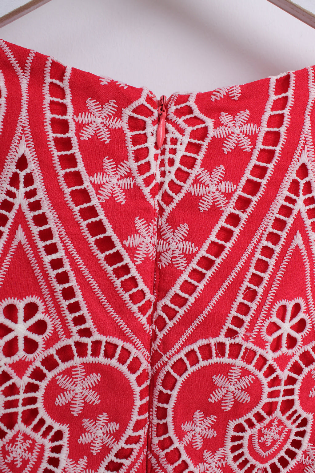 Bennyhill Eyelet Embroidered Dress in Red (M size)