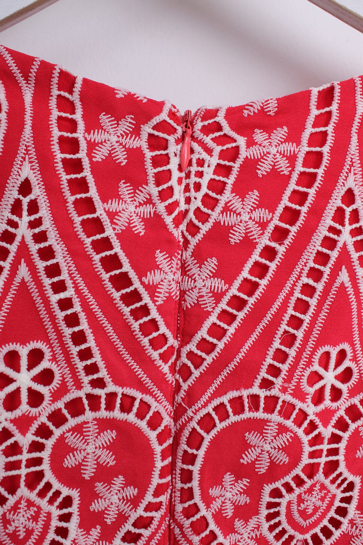 Bennyhill Eyelet Embroidered Dress in Red (M size)