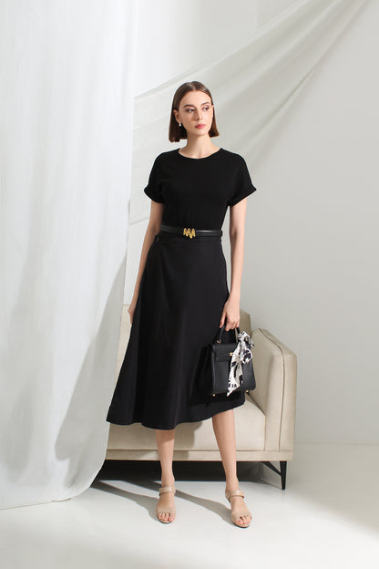 Elyse Contrast Knit & Flare Midi Dress