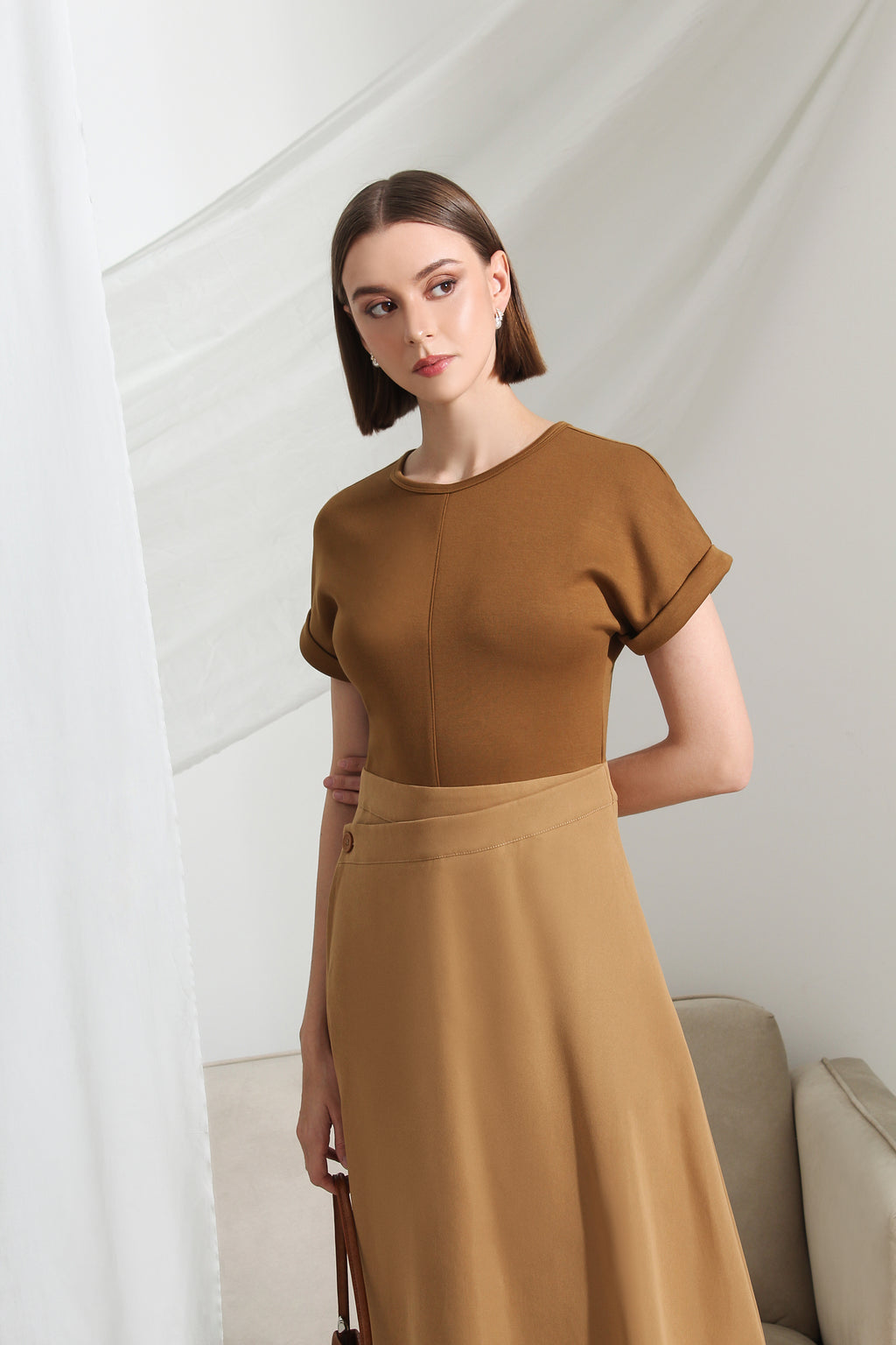 Elyse Contrast Knit & Flare Midi Dress