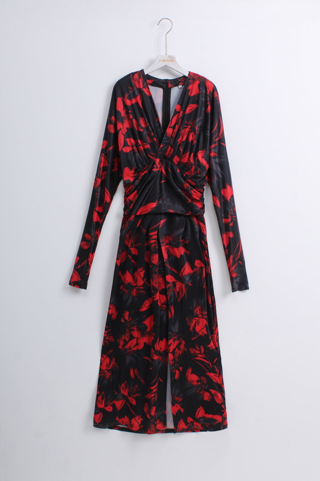 Red Floral Wrap Maxi Dress (M size)