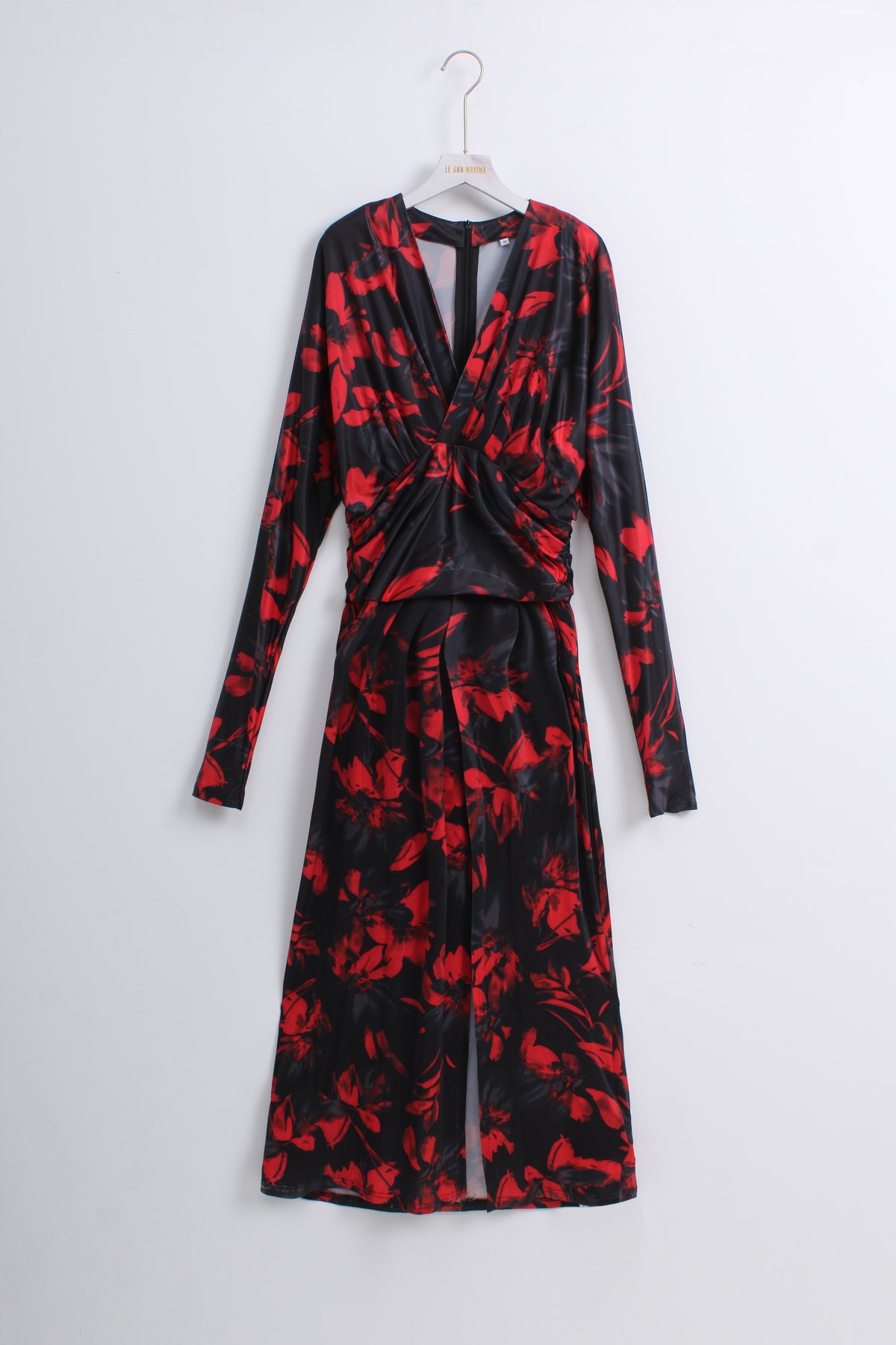 Red Floral Wrap Maxi Dress (M size)