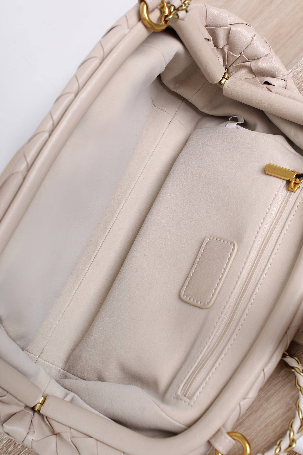 Woven Clutch Bag with Metal Chain Strap