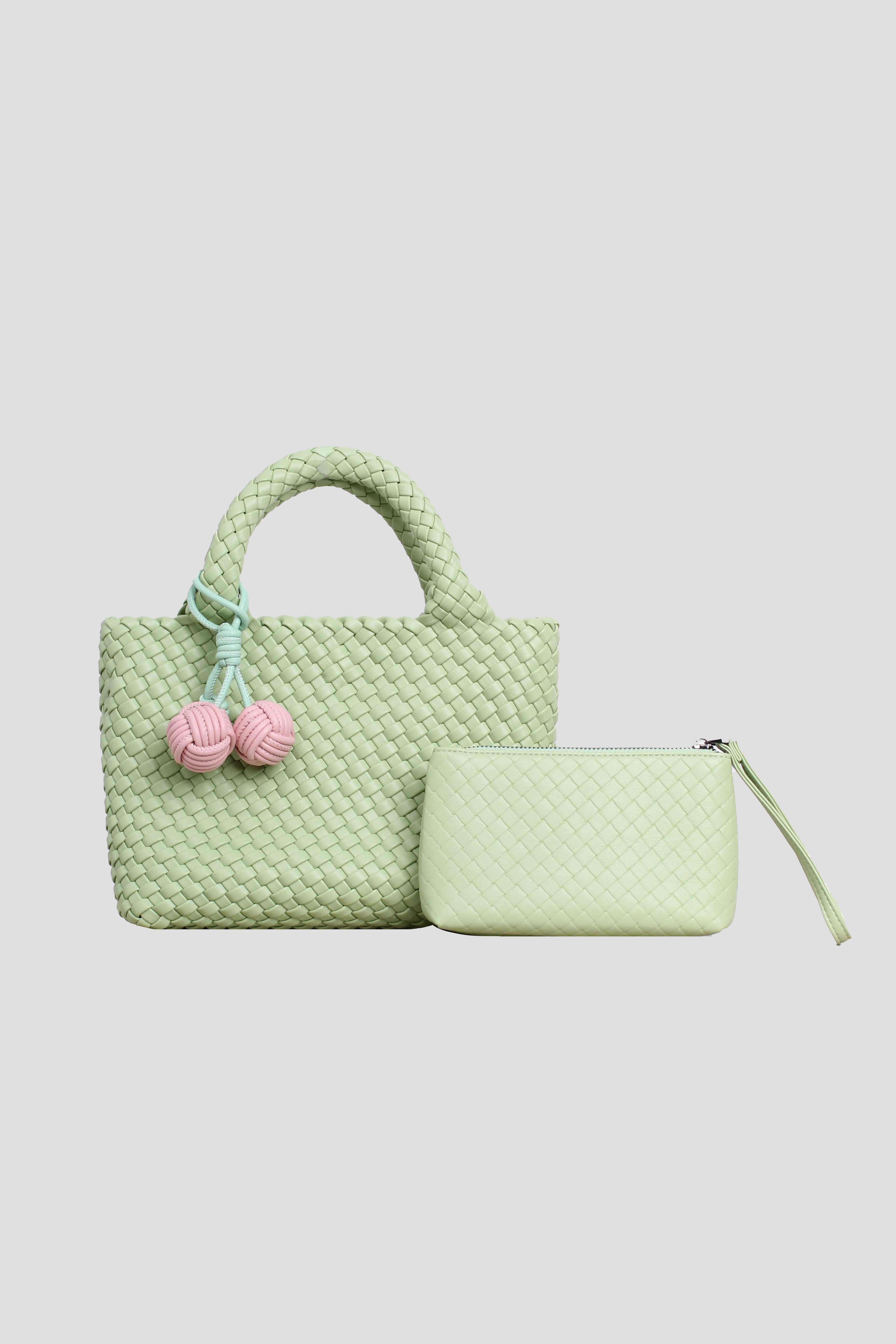 Handwoven Pastel Mini Dual Handle Bag