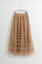 Romantic Tulle Midi Skirt (Free Size)