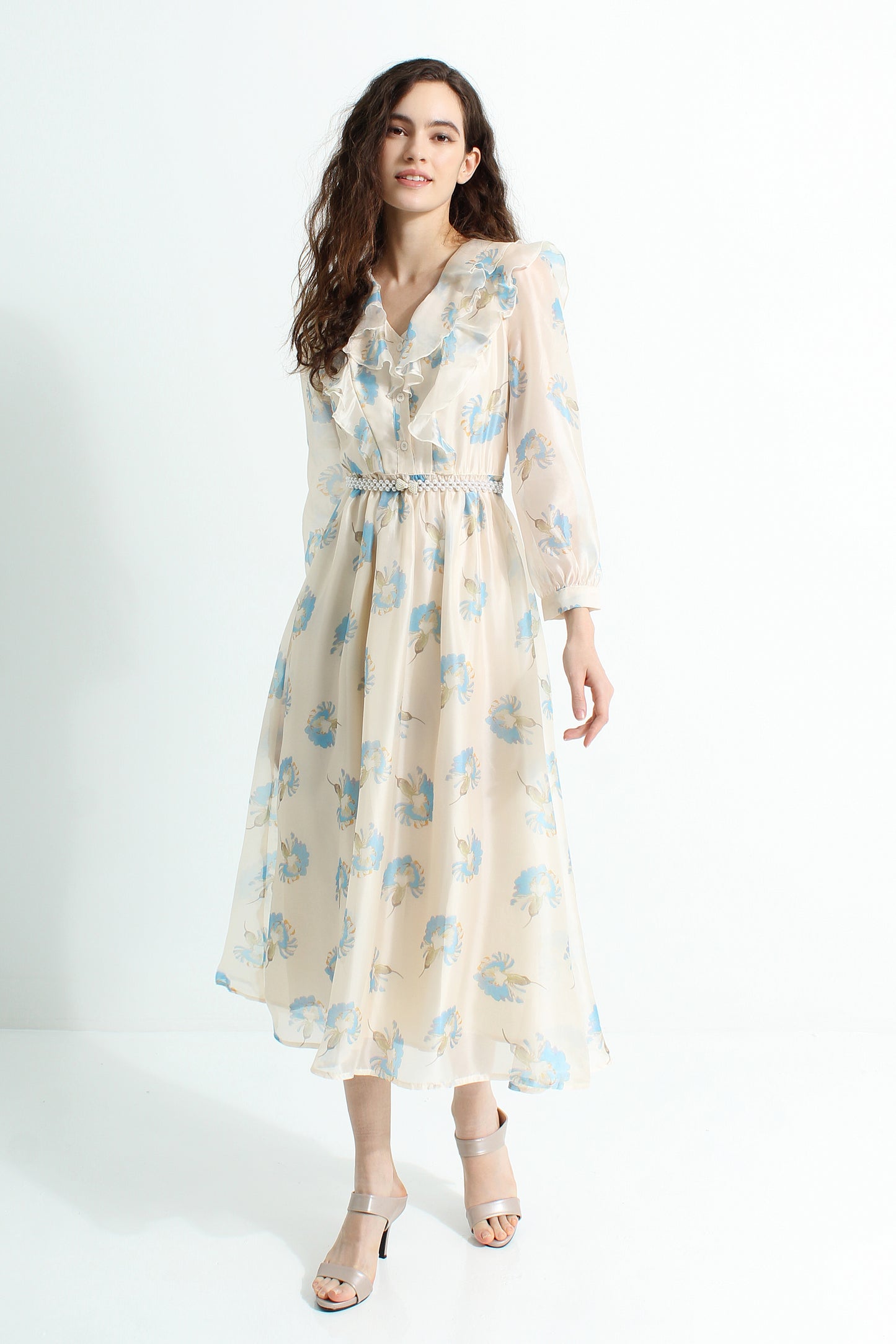 Asphodel Floral Chiffon Midi Dress