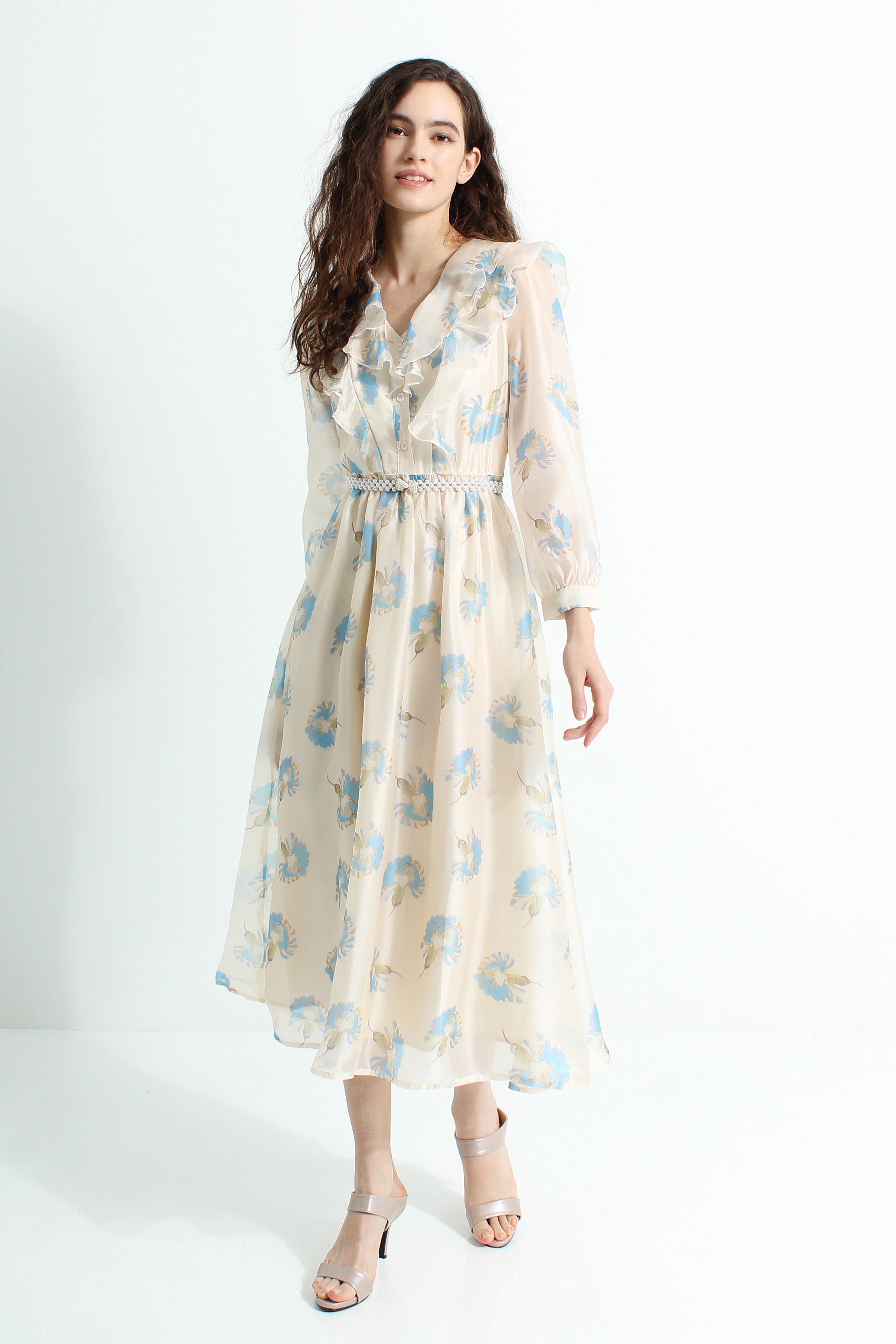 Floral Chiffon Midi Dress