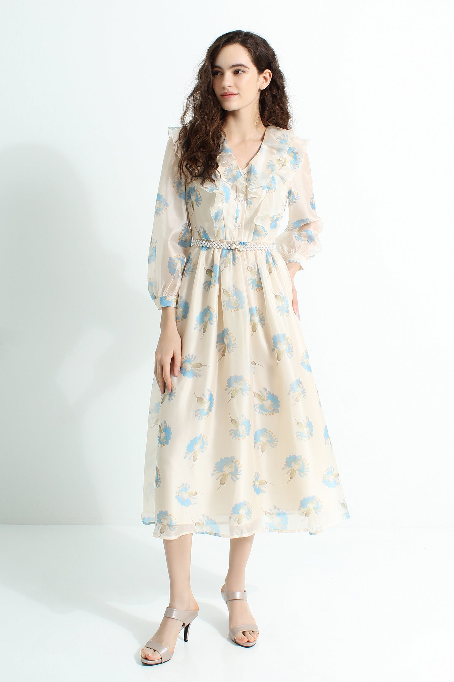 Asphodel Floral Chiffon Midi Dress