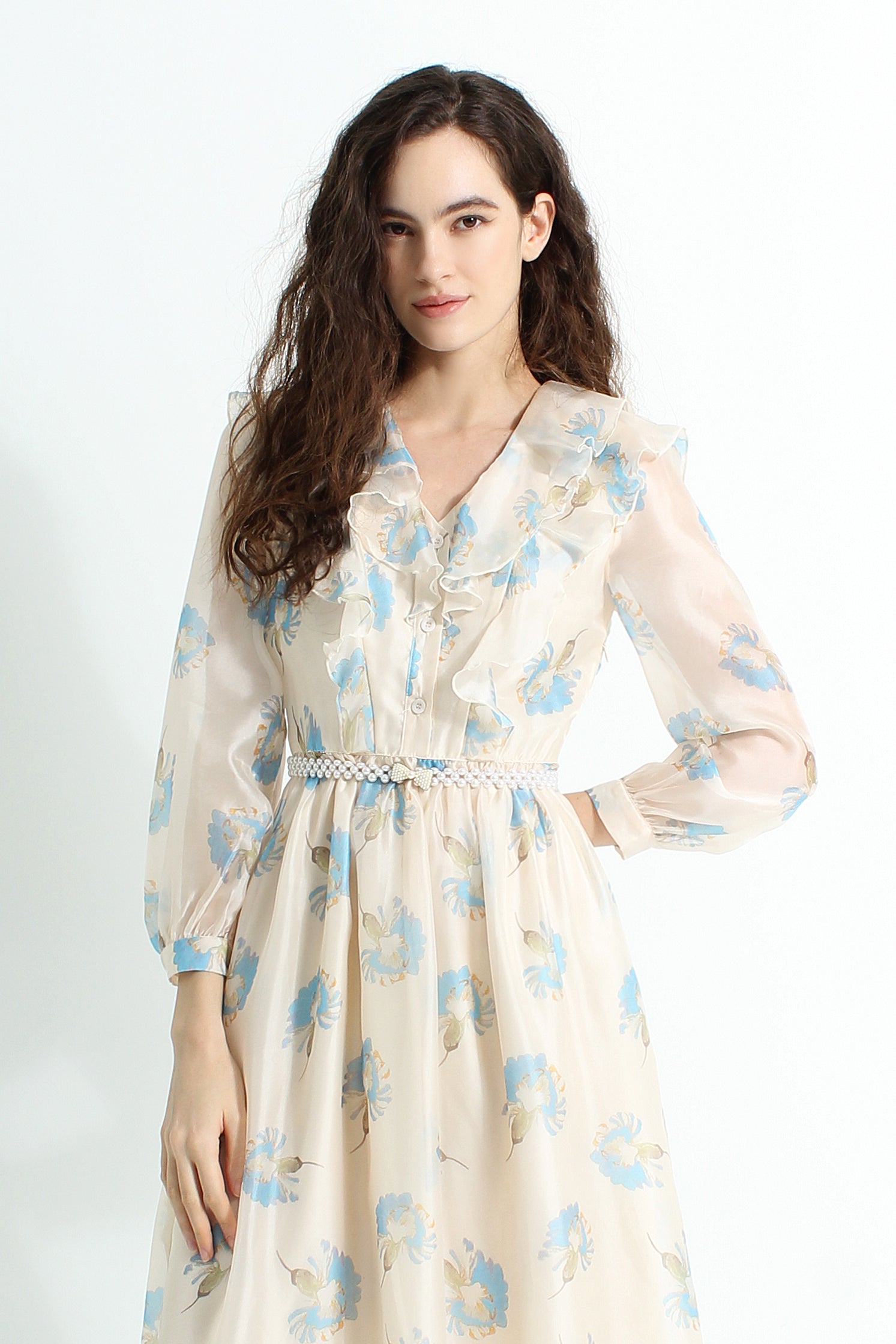 Floral Chiffon Midi Dress