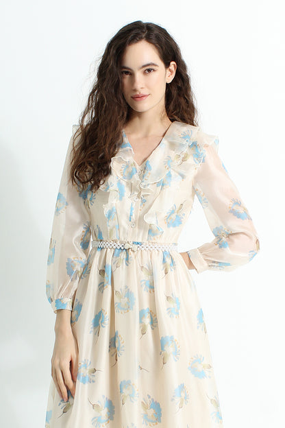 Asphodel Floral Chiffon Midi Dress