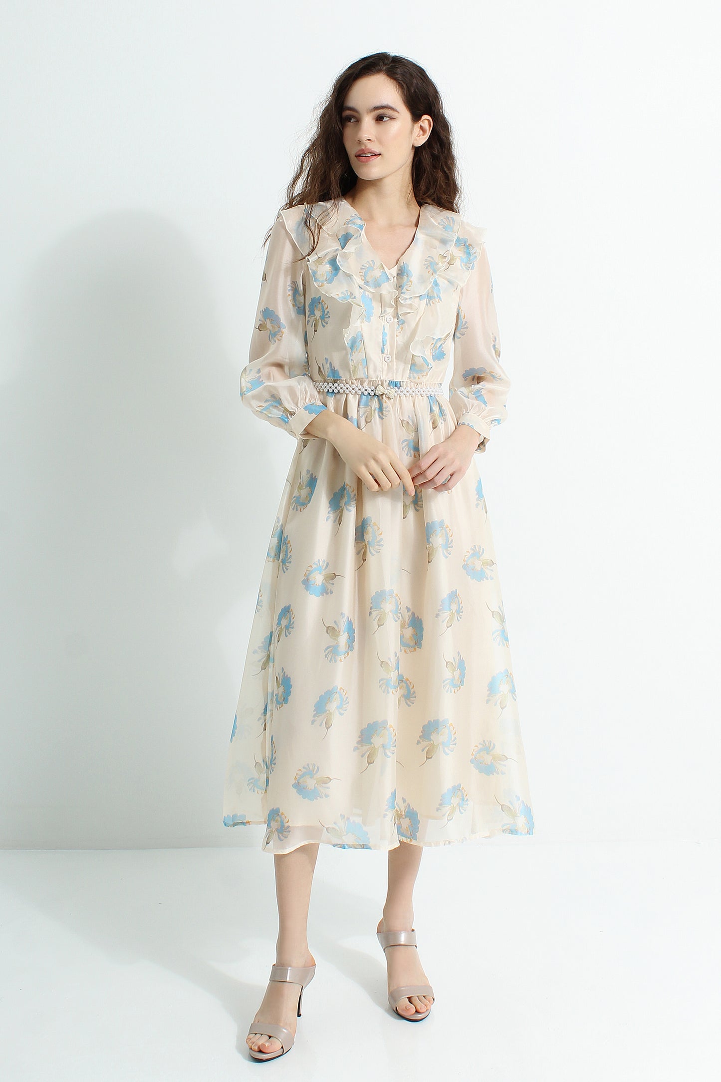 Asphodel Floral Chiffon Midi Dress