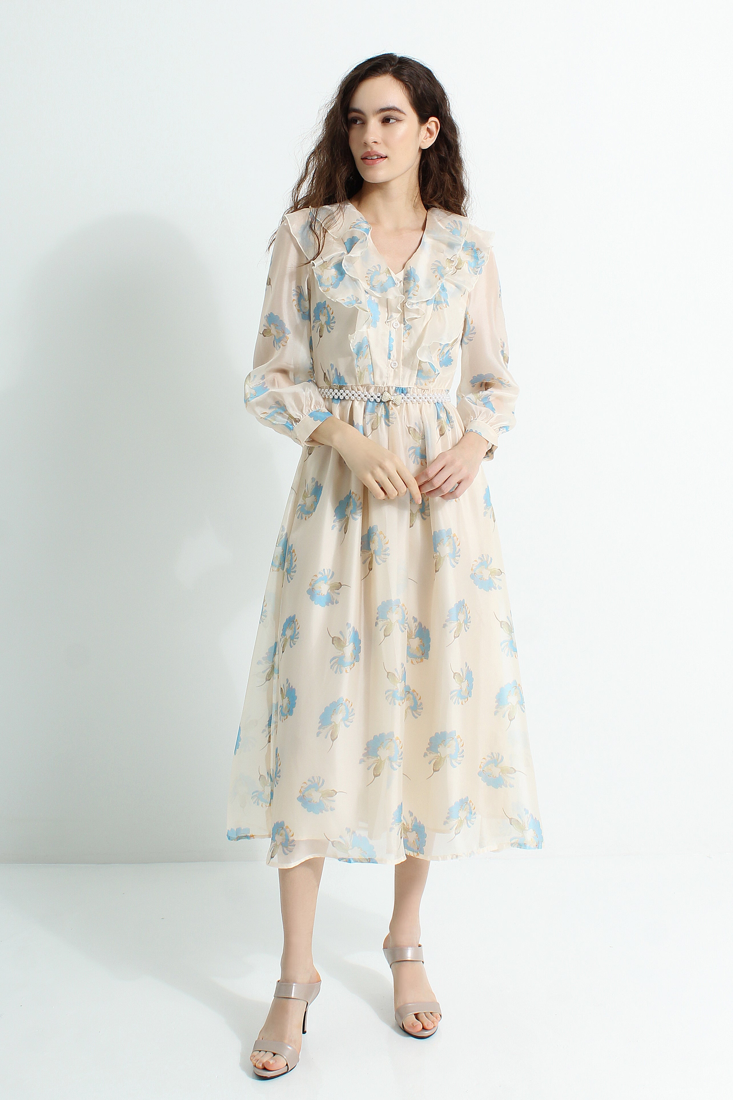 Floral Chiffon Midi Dress