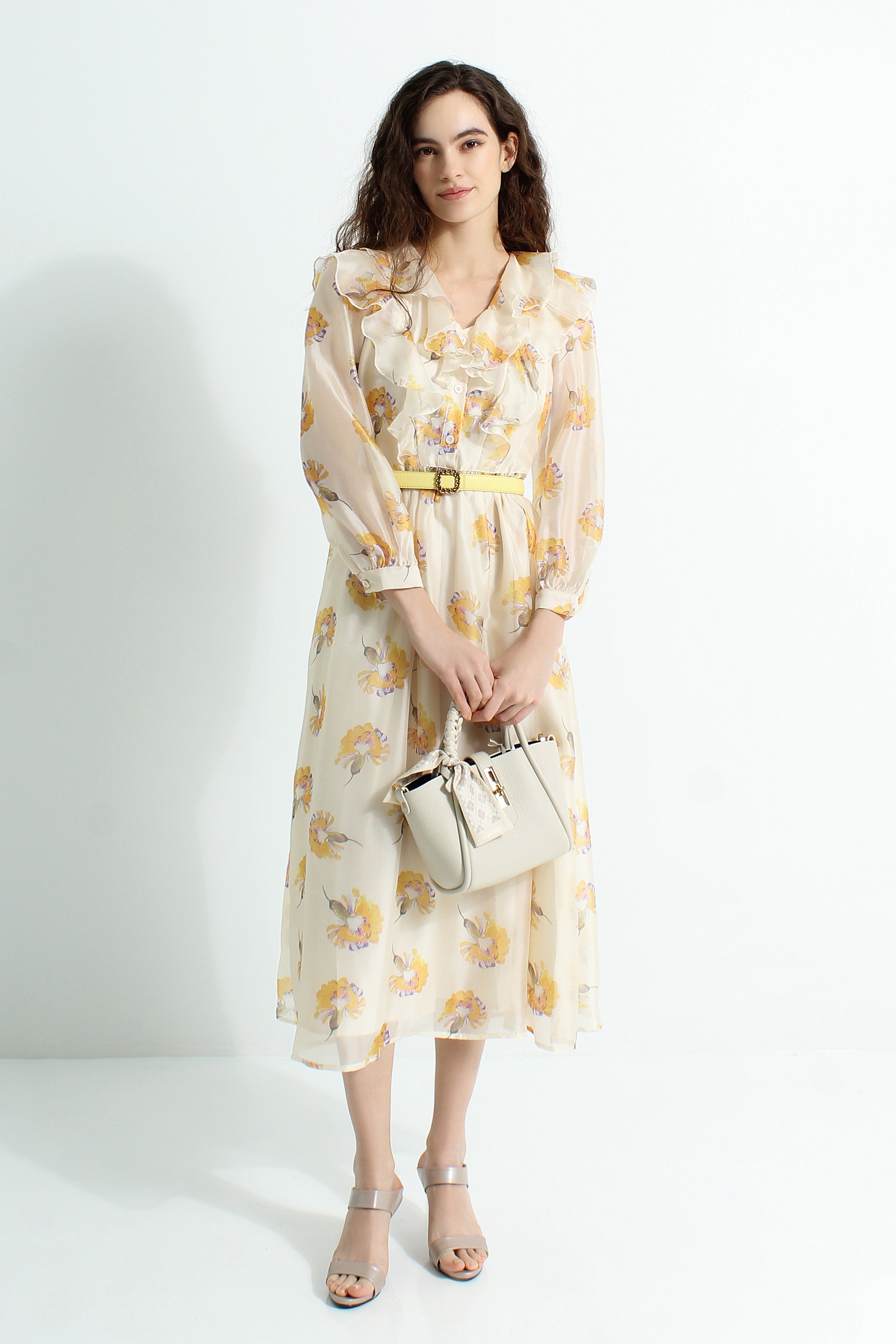 Floral Chiffon Midi Dress