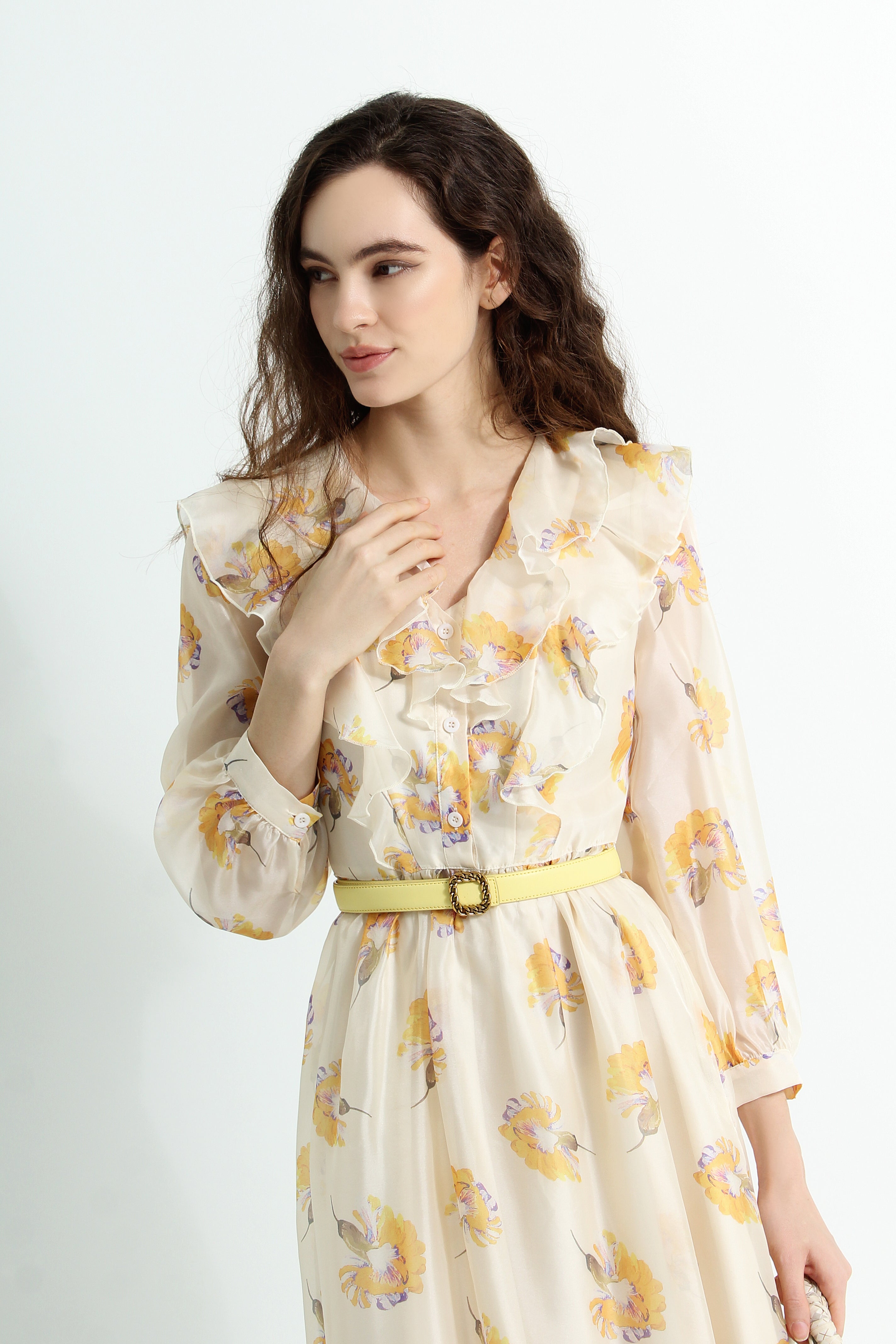 Floral Chiffon Midi Dress