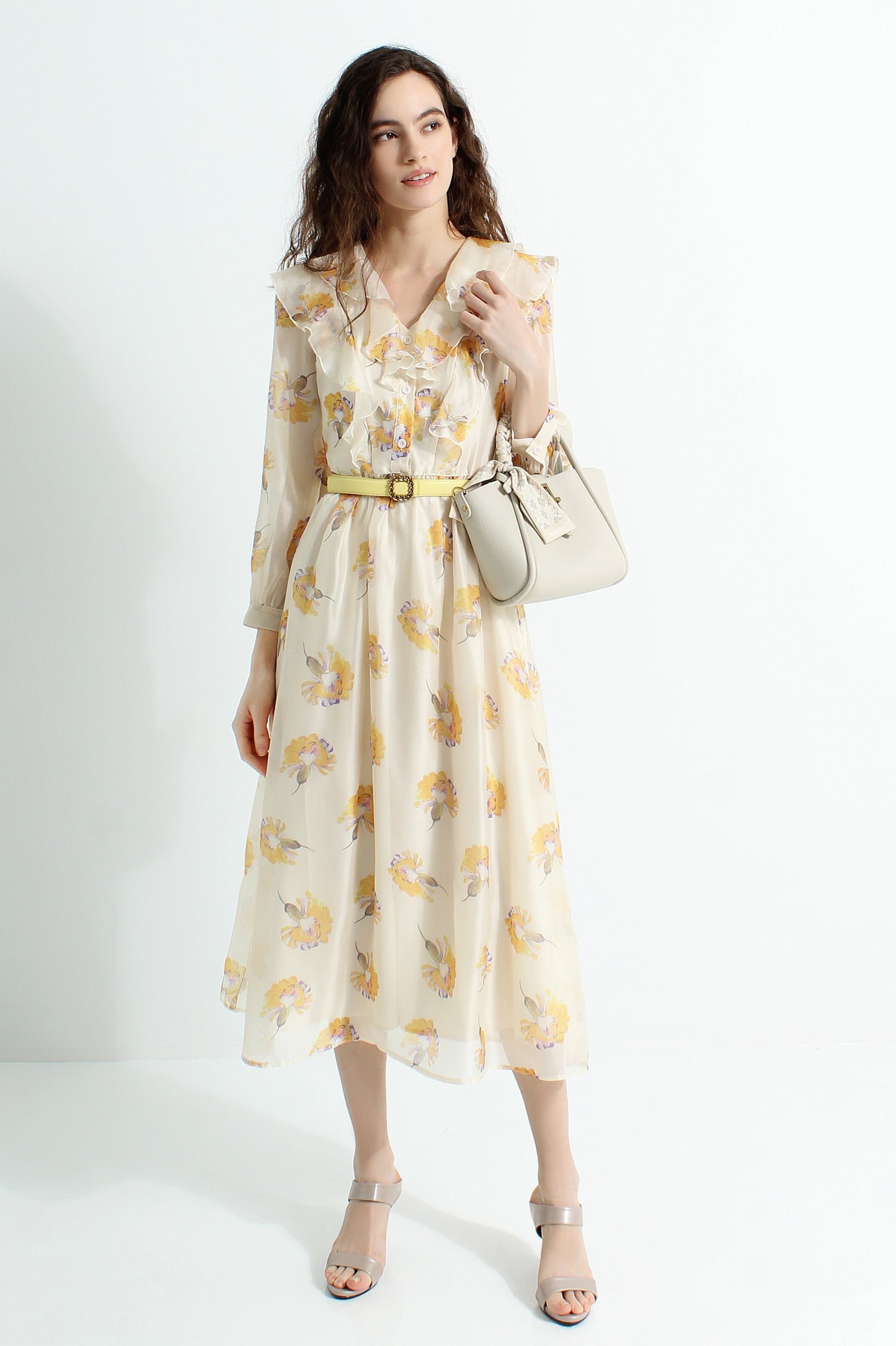 Asphodel Floral Chiffon Midi Dress