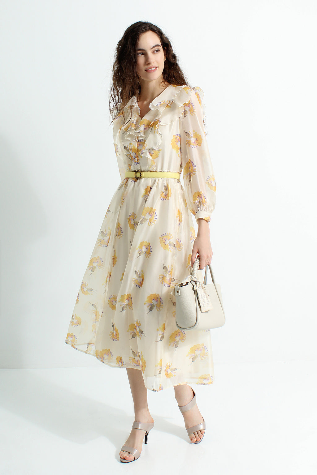 Floral Chiffon Midi Dress