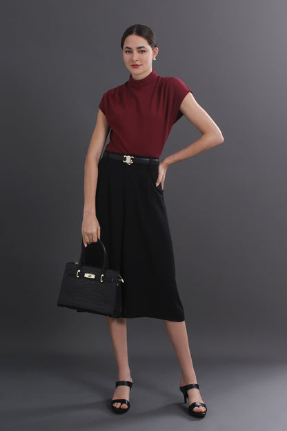 Makeda Sleeveless Turtleneck T-shirt Crew Neck Tee Knit Top