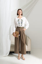 Relaxed Straight Leg Pleated Pants [FREE Belt]