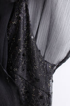 Romantic Ruffle Maxi Dress in Black (L size)