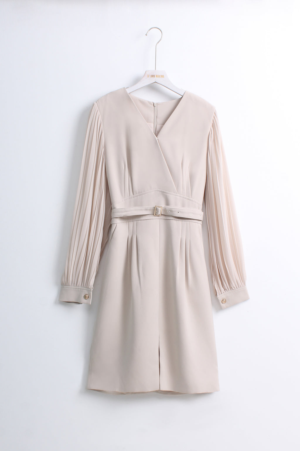 Pleated Wrap Midi Dress (L size)