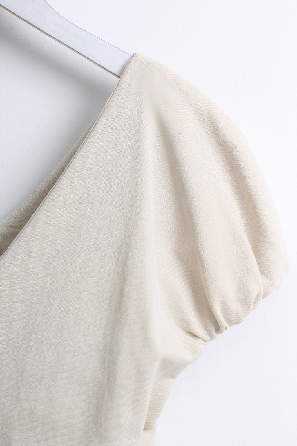 Puff Sleeve Wrap Top in Khaki (S size)