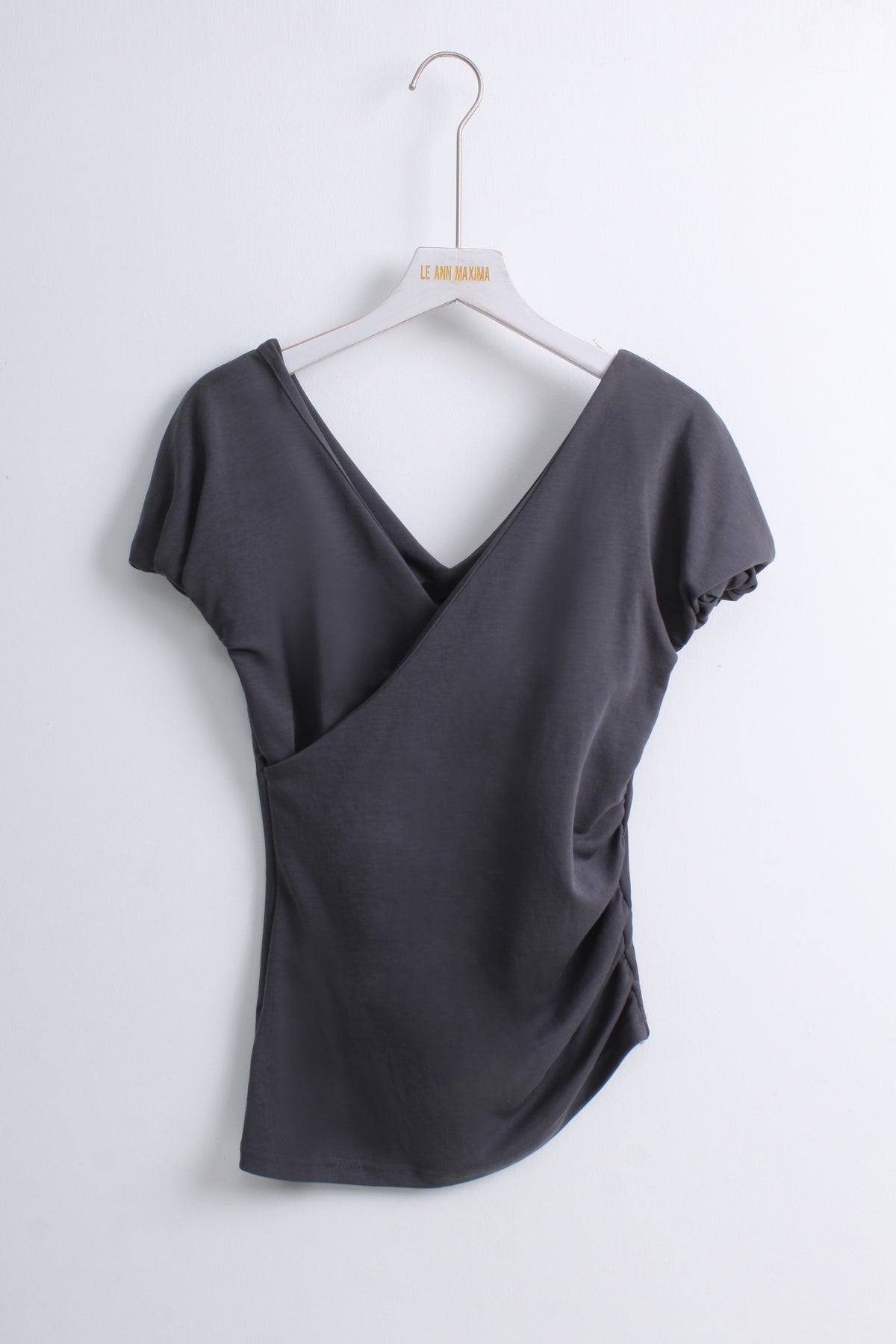 Puff Sleeve Wrap Top in Grey (S size)