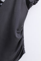 Puff Sleeve Wrap Top in Grey (S size)