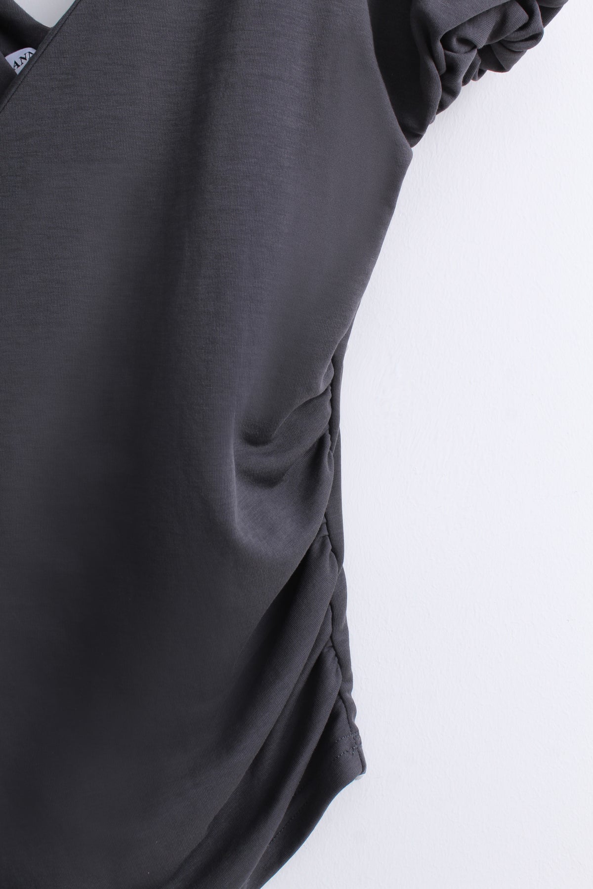 Puff Sleeve Wrap Top in Grey (S size)