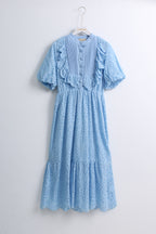 Kylie Eyelet Midi Dress (Free Size)
