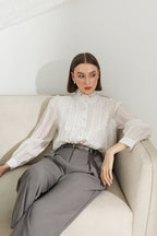 Relaxed Straight Leg Pleated Pants [FREE Belt]