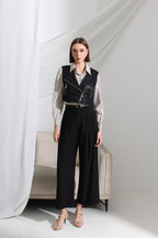 Relaxed Straight Leg Pleated Pants [FREE Belt]