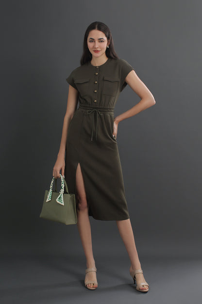 French Inspired Utility Midi Dress