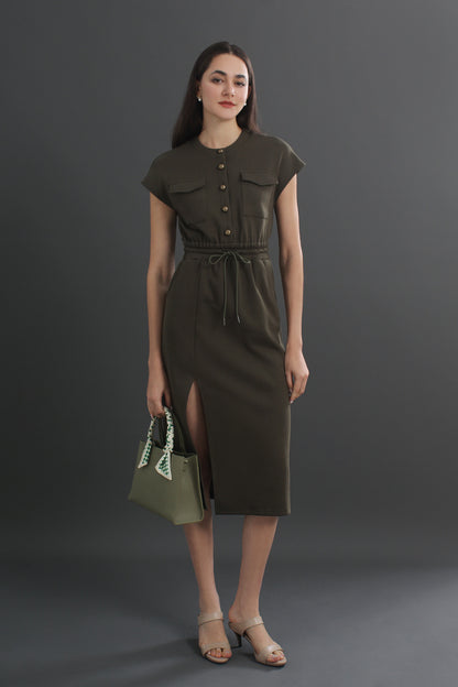 French Inspired Utility Midi Dress