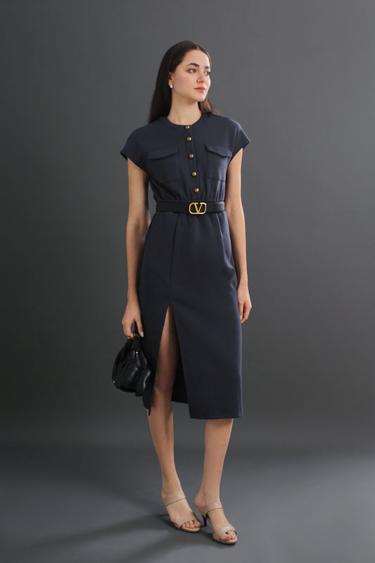 French Inspired Utility Midi Dress