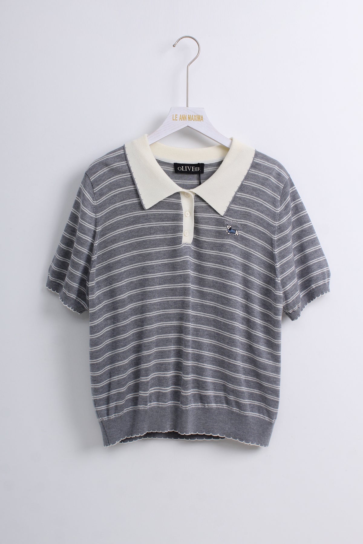 Cute Doggie Casual Knit Collared Top (Free size)