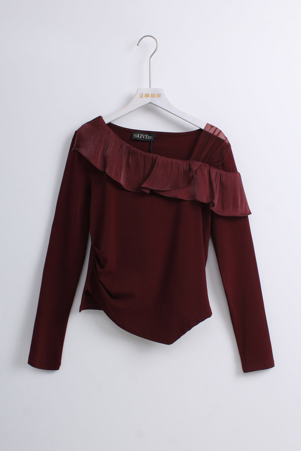 Burgandy Ruffle Sleeve Top (M size)