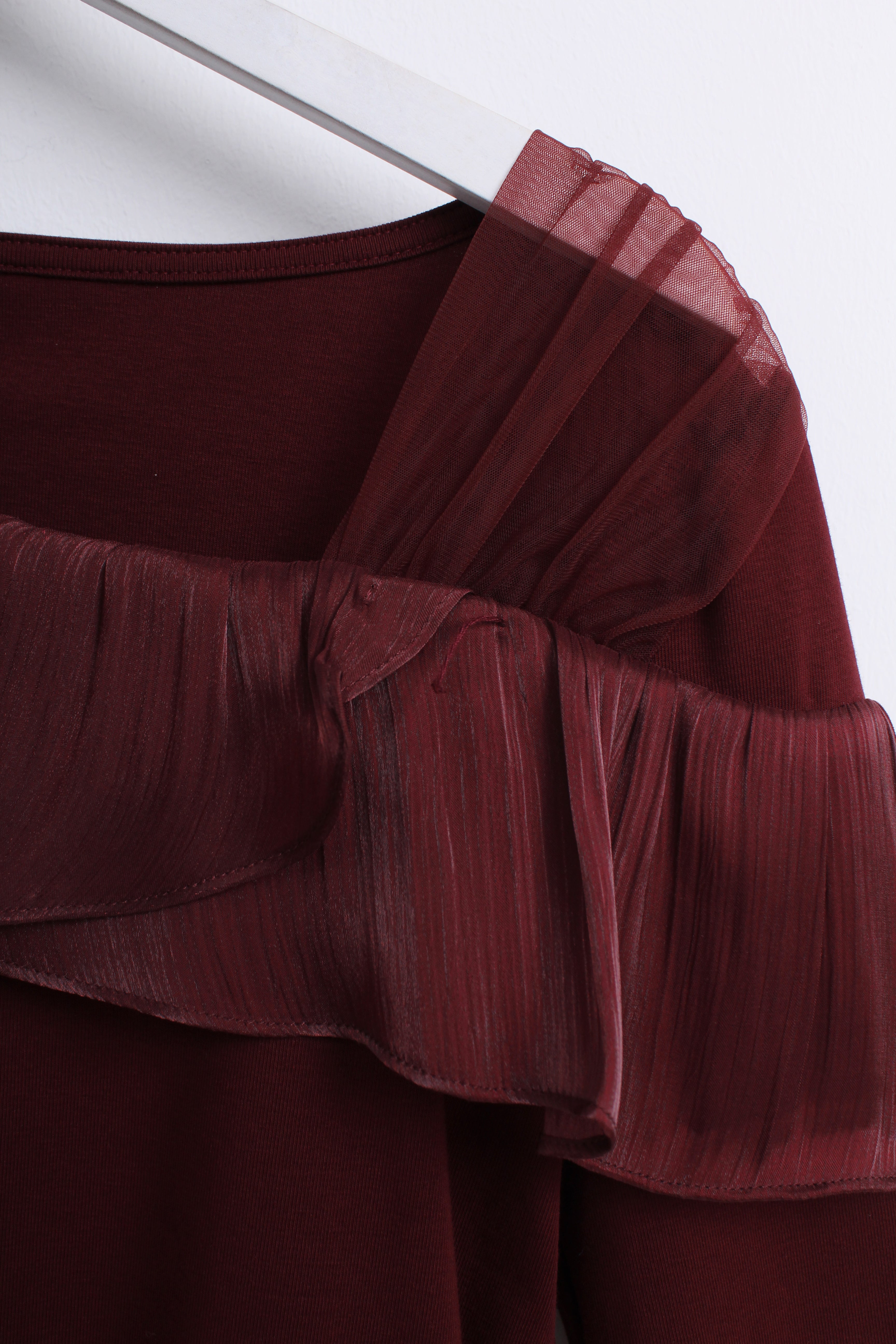 Burgandy Ruffle Sleeve Top (M size)
