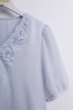 Elegant Baby Blue Blouse (L size)