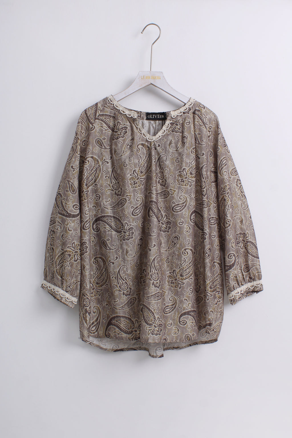 Paisley Print Brown Blouse (FREE size)