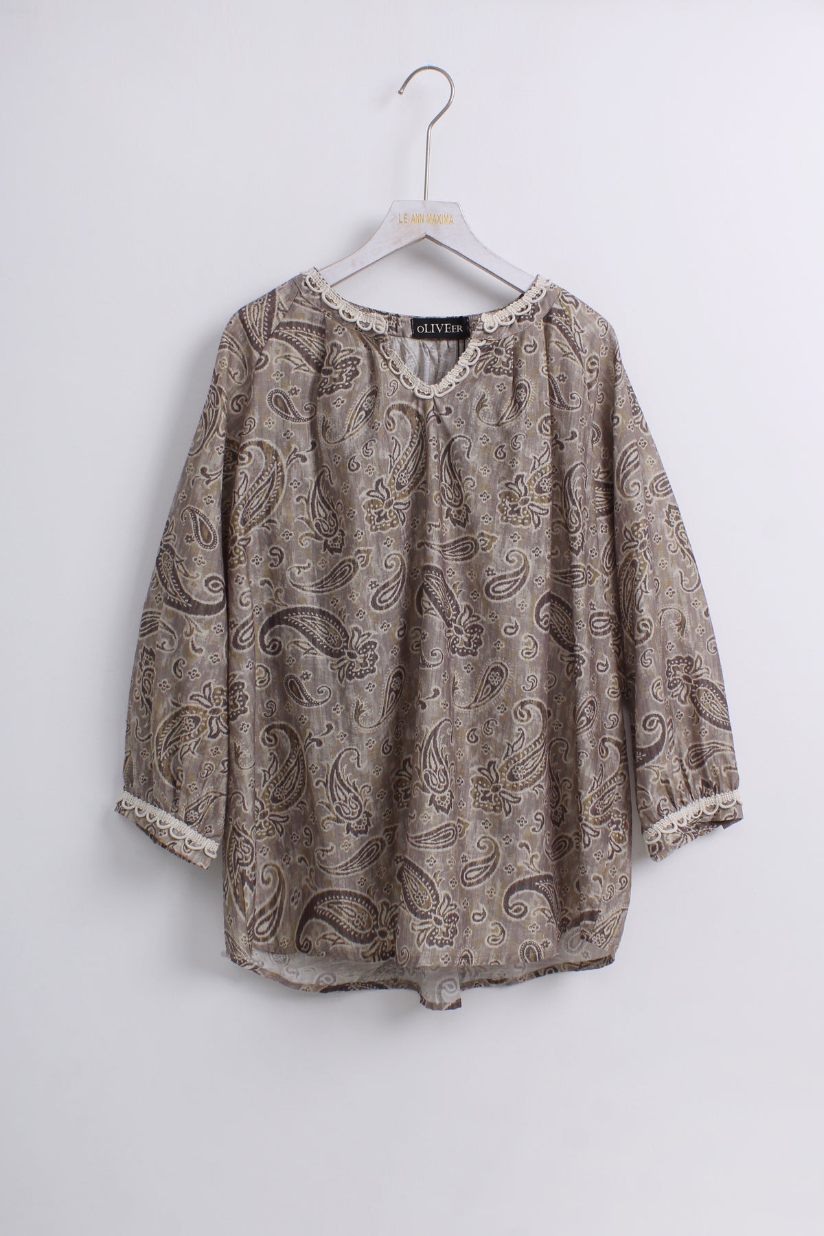 Paisley Print Brown Blouse (FREE size)