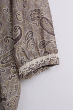 Paisley Print Brown Blouse (FREE size)