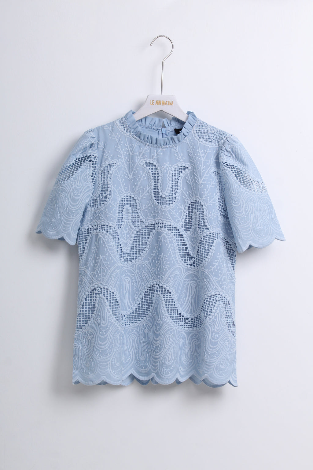 Scalloped Ruffled Blouse in Blue (M size)