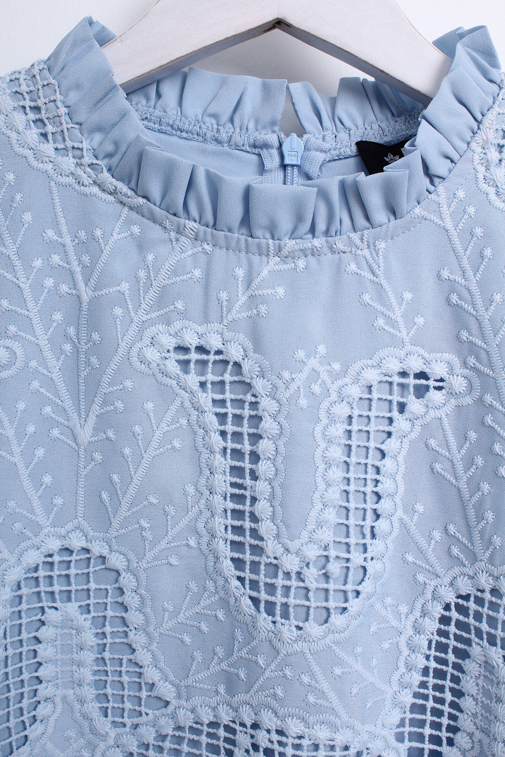 Scalloped Ruffled Blouse in Blue (M size)