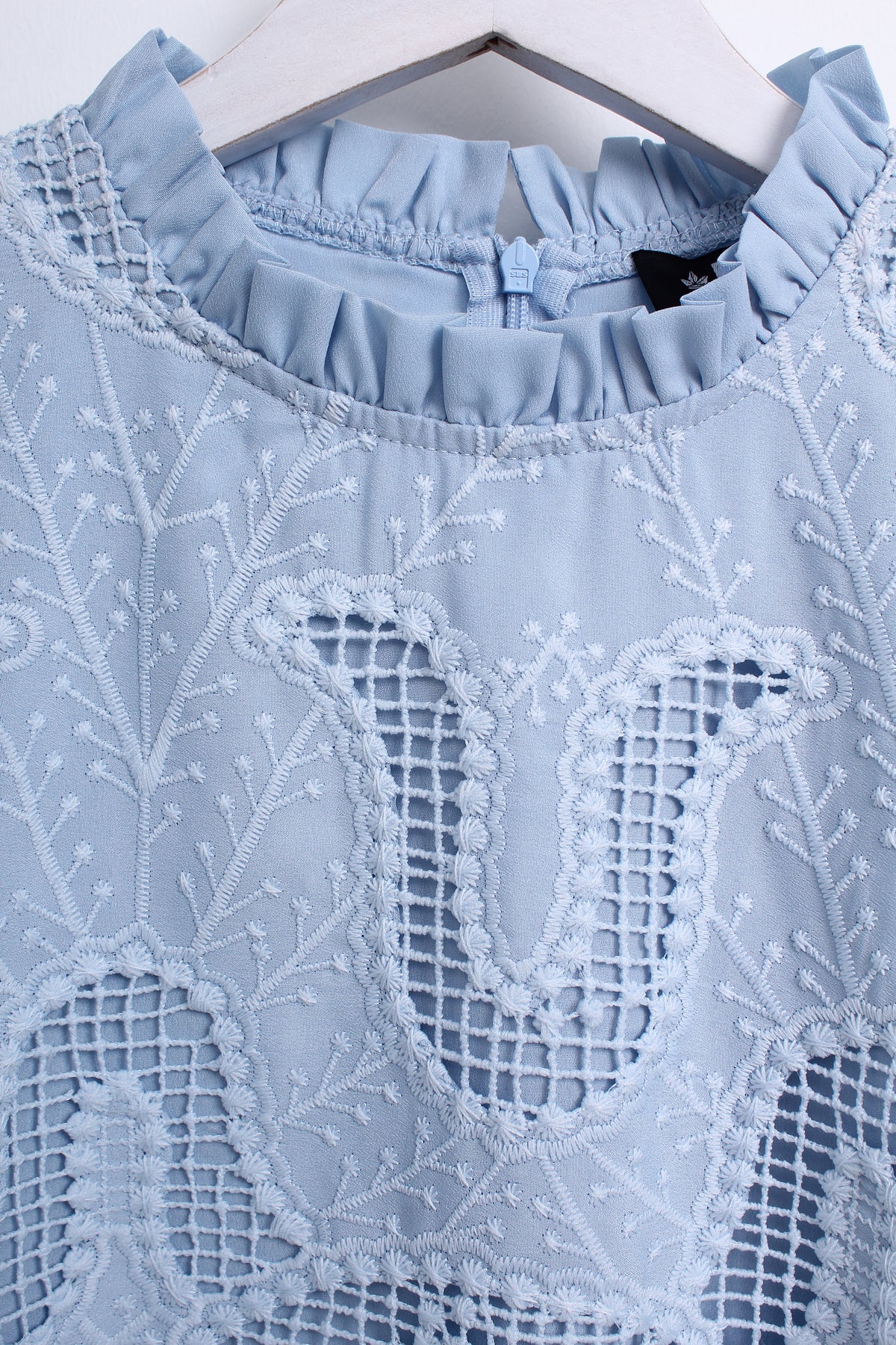 Scalloped Ruffled Blouse in Blue (M size)