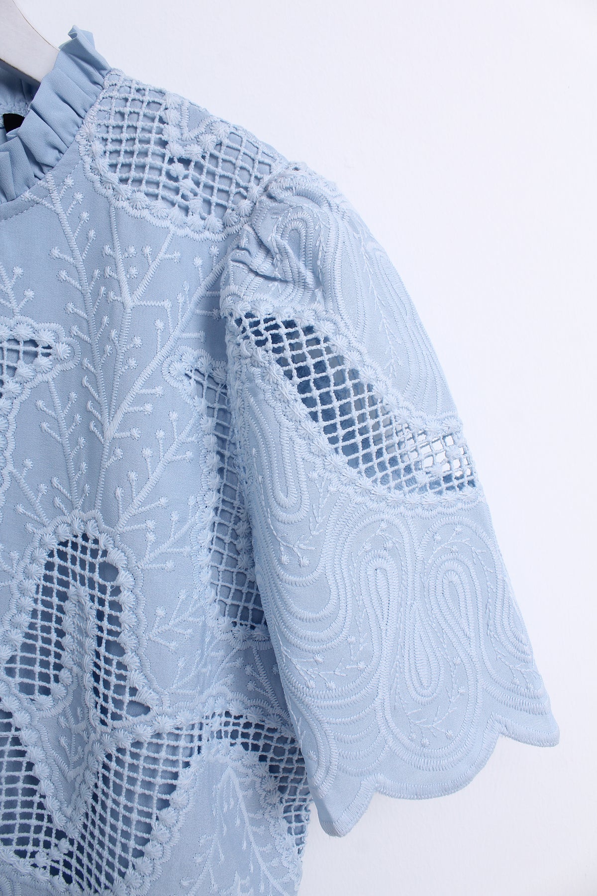 Scalloped Ruffled Blouse in Blue (M size)