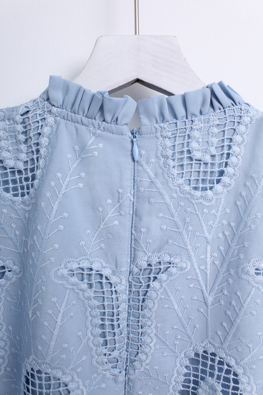 Scalloped Ruffled Blouse in Blue (M size)