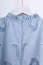 Scalloped Ruffled Blouse in Blue (M size)