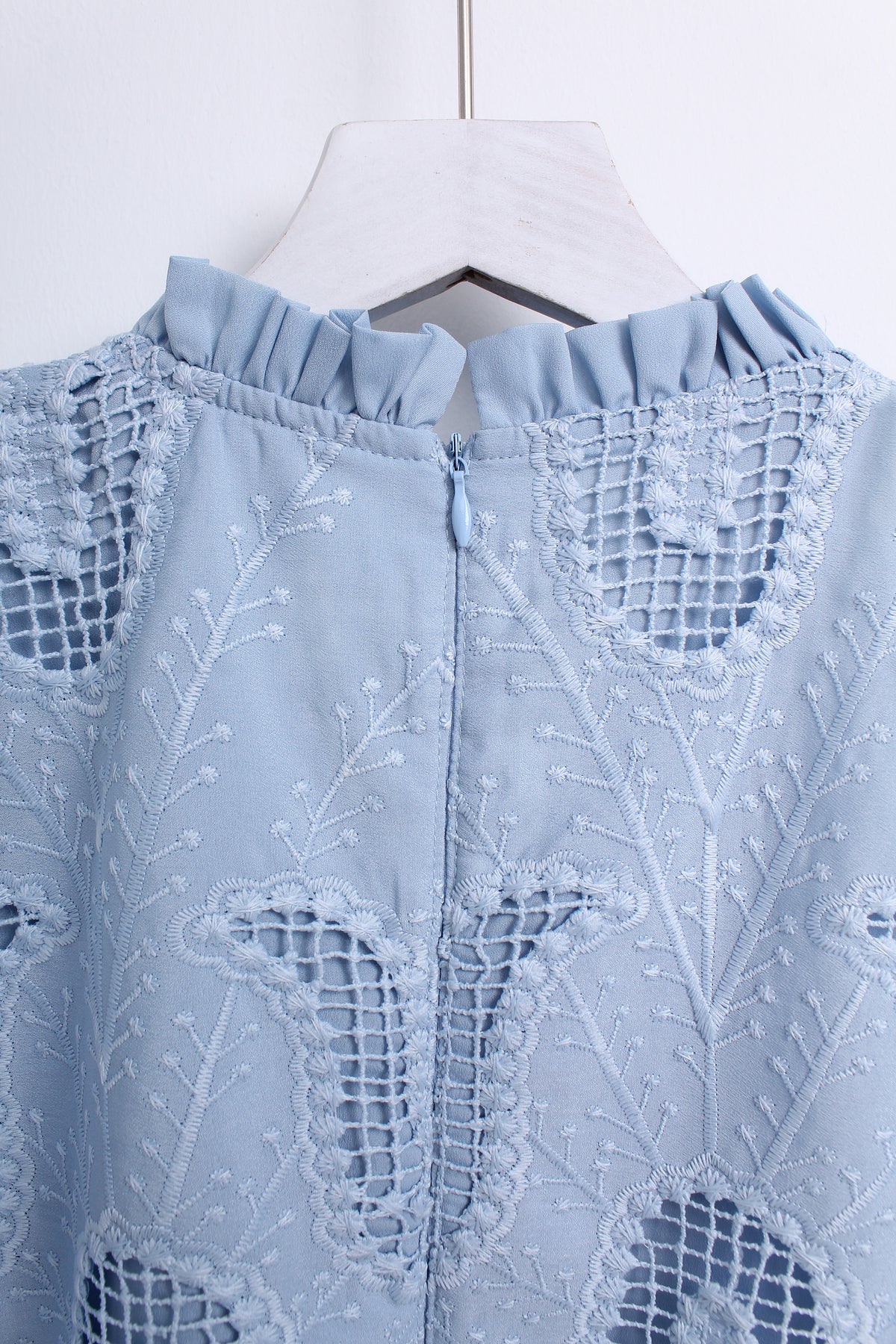 Scalloped Ruffled Blouse in Blue (M size)