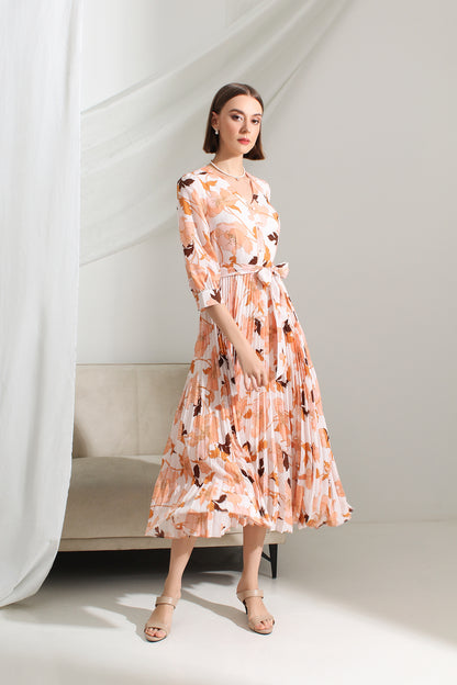 Elle Chiffon Pleated Midi Dress