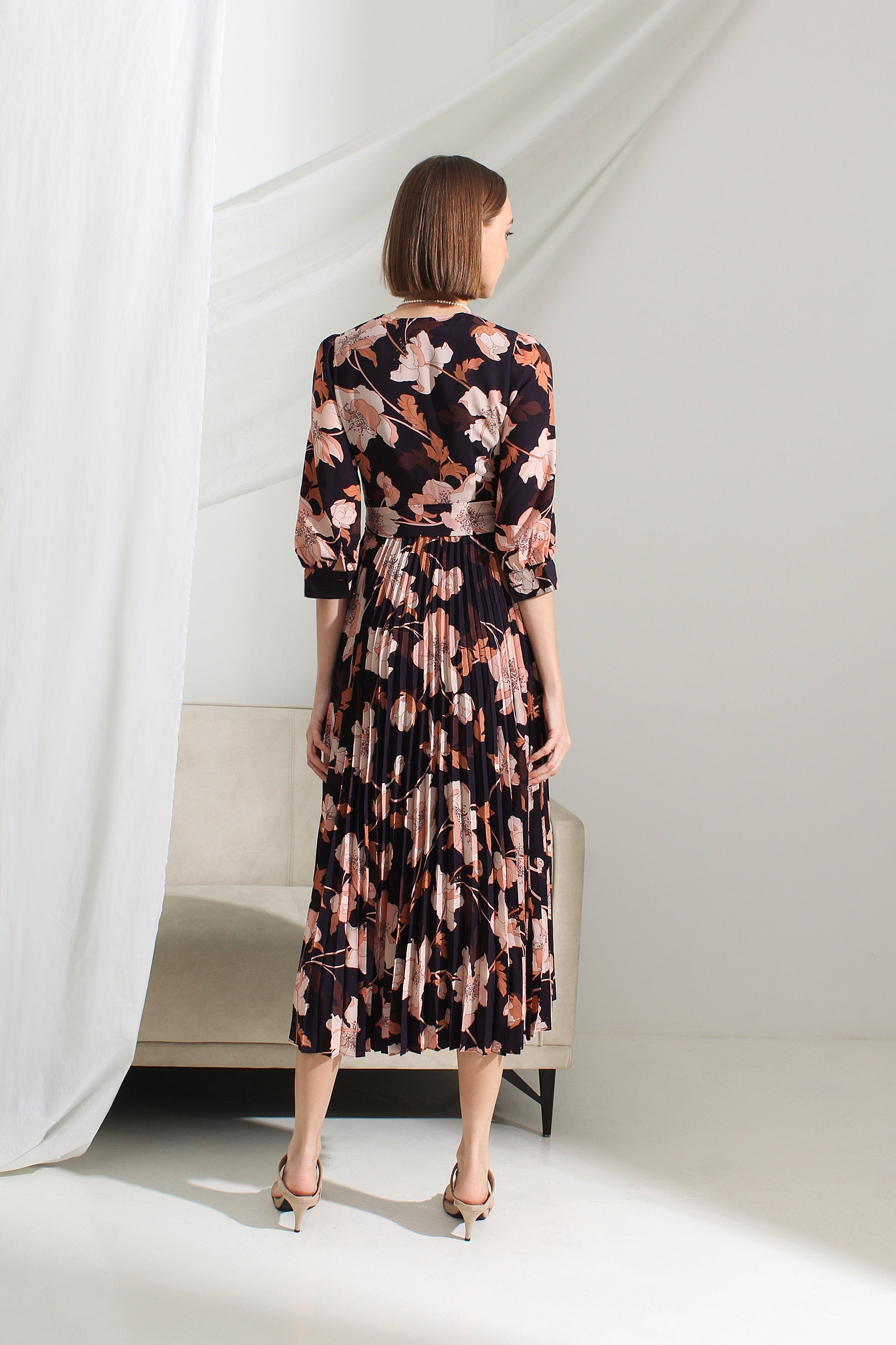 Elle Chiffon Pleated Midi Dress